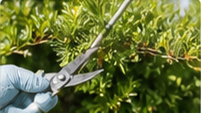 庭木を剪定している手元